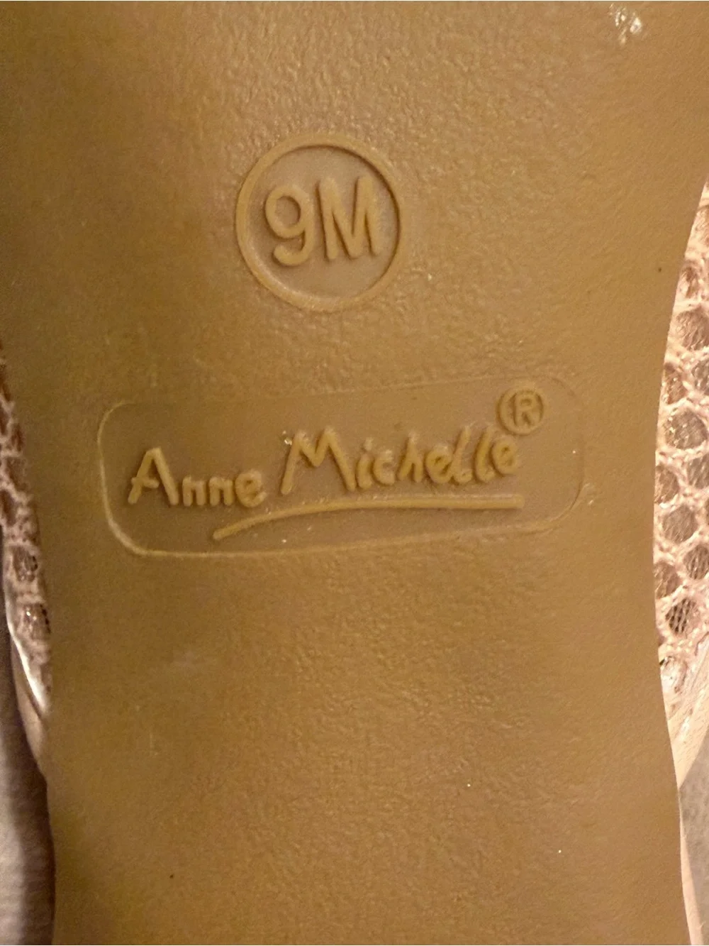 Anne Michelle Nude Mesh Open-Toe Mule Heels